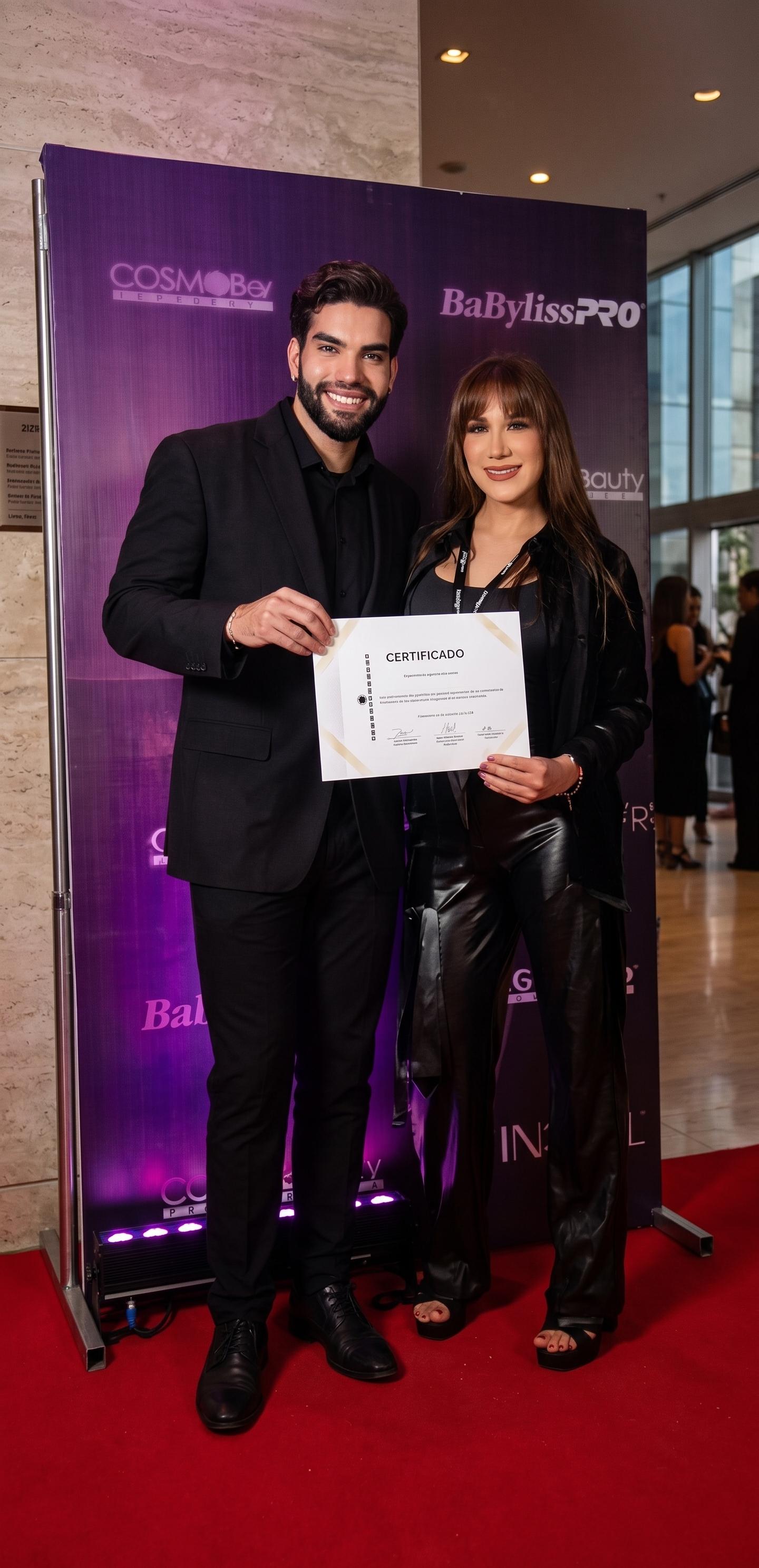 Ivana Bobadilla receiving her certificate at CosmoBeauty Professional